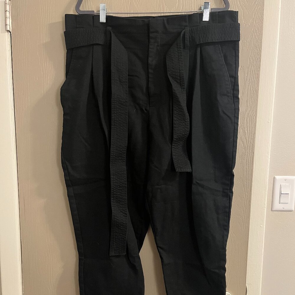 A New Day Black Paperbag Waist Pants with Belt – Size 18 – Like New